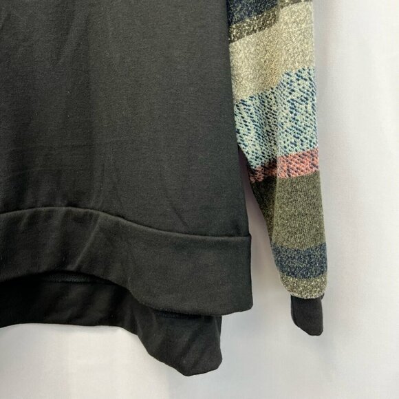 Les Amis Womens Sweatshirt Multicolor Mixed Print Long Sleeve High Low Stripes S - Picture 5 of 11